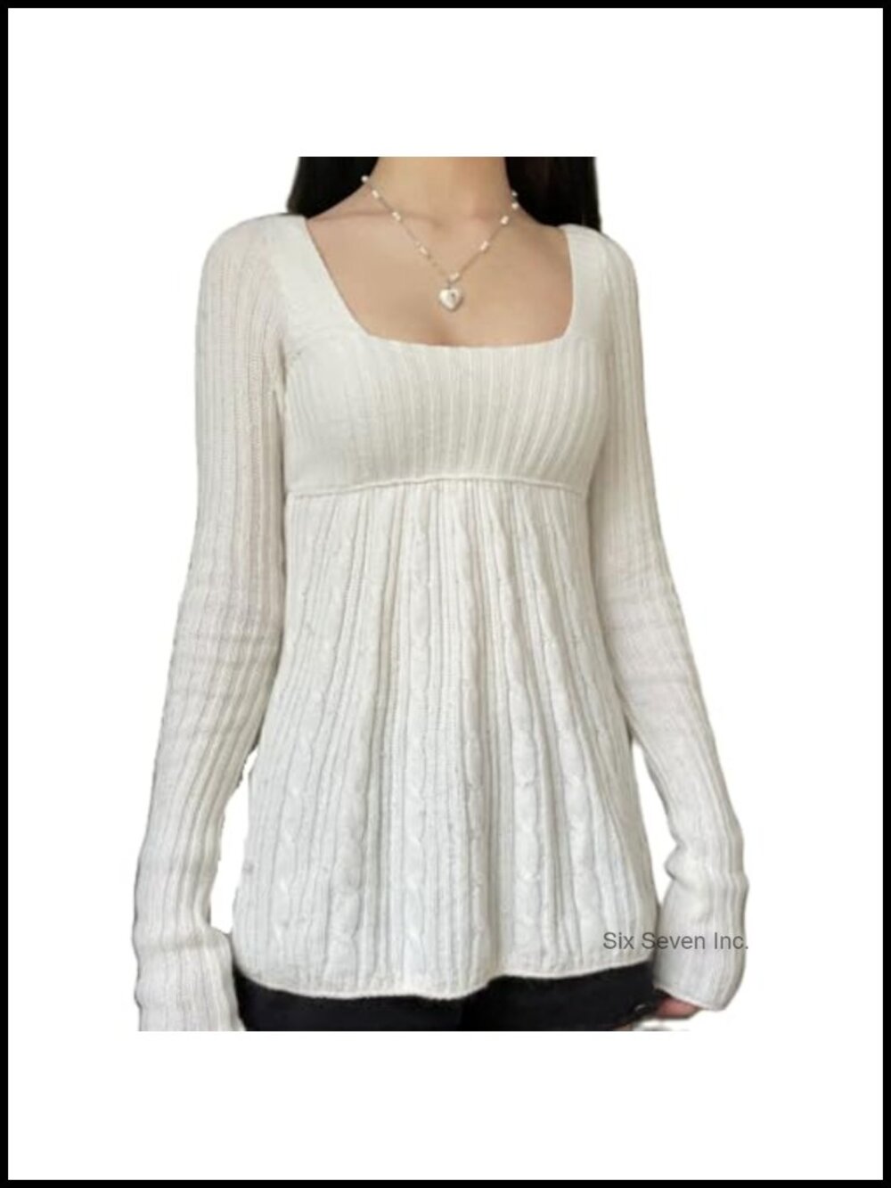Y2K Fairy Peplum Ruffle Hem Square Neck Knit Tunic Sweater Pullover
